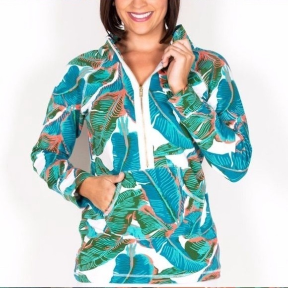 Tracy Negoshian Tops - Tracy Negoshian Tropic Quarter Zip Pullover With Pockets